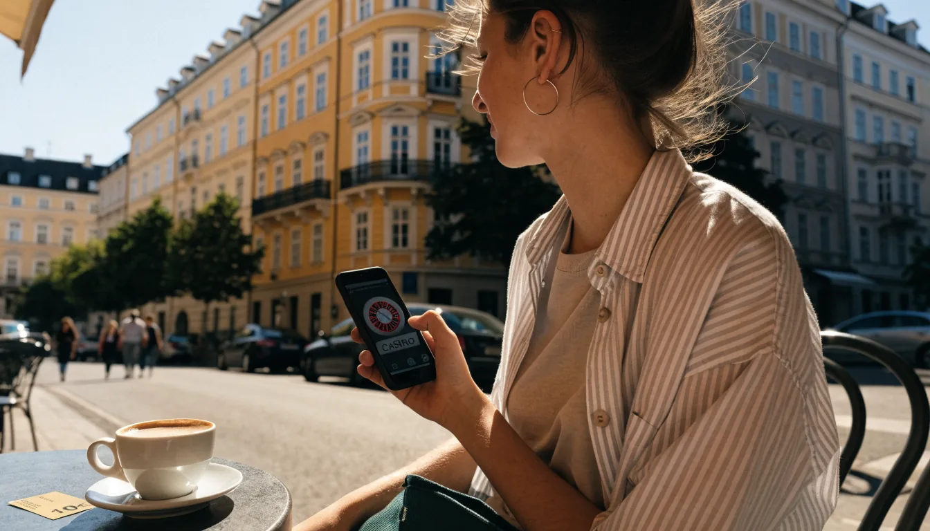 Junge Frau am Wiener Café mit 10€ Gutschein